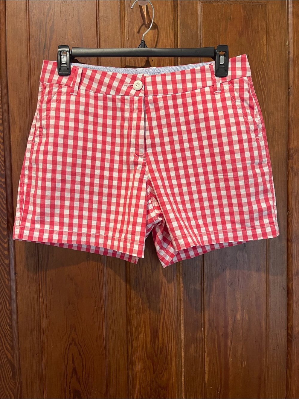 crown & ivy Red and White Gingham Women’s Flat Front Shorts